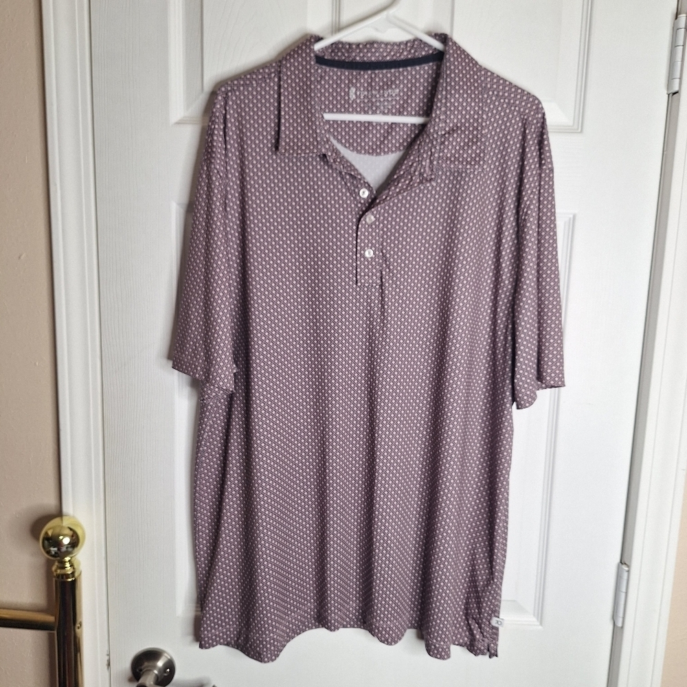 7 Diamonds Pierson 4 Way Stretch Polo Shirt Men's Size XXL Pink Blue Golf Preppy